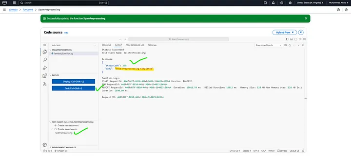 Data Pre-processing Completed — AWS Lambda function