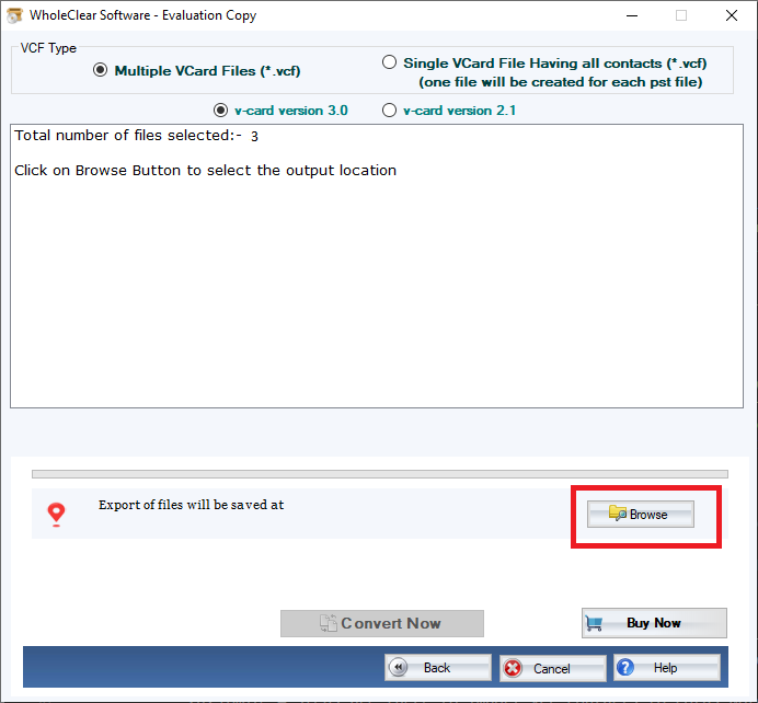 Select output location