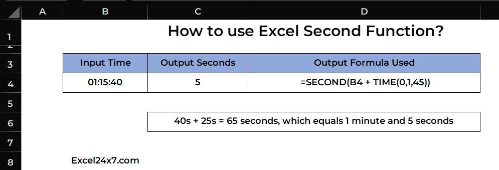 Using SECOND Function with TIME Function