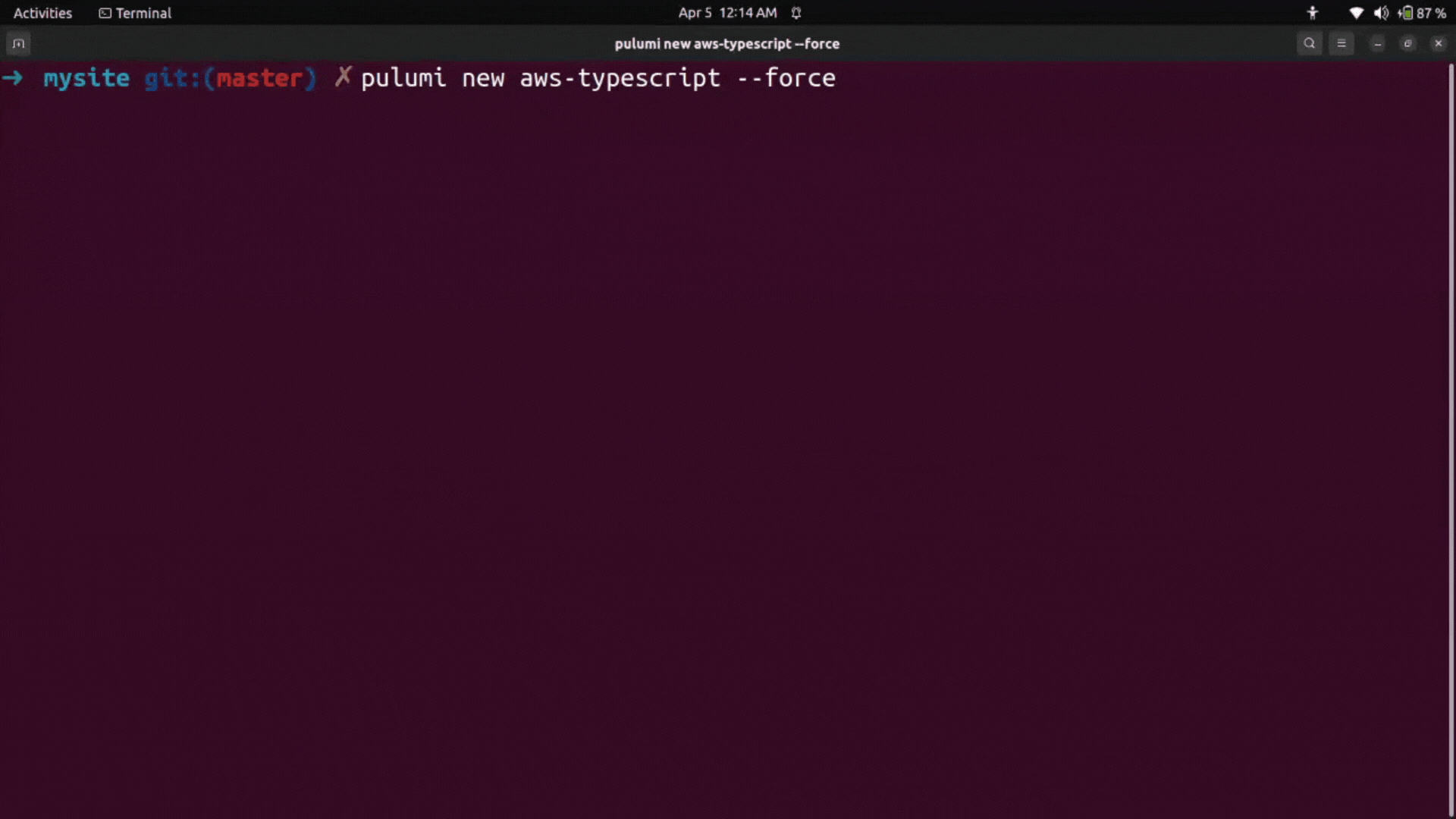 pulumi initialization