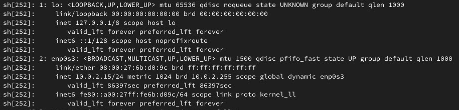 Interfaces de red en el log de boot