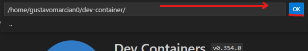 menu de confirmação com o botão ok