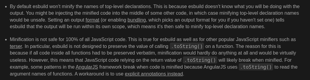 Esbuild docs