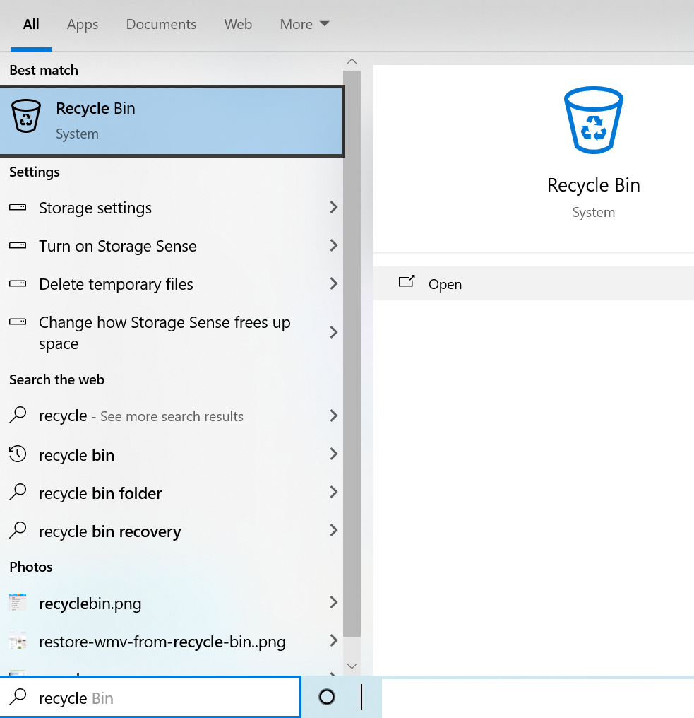 open recycle bin