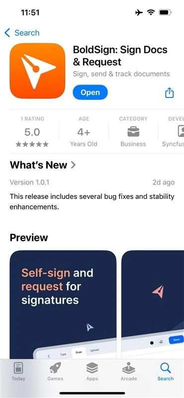 The BoldSign app is available on the Apple App Store.