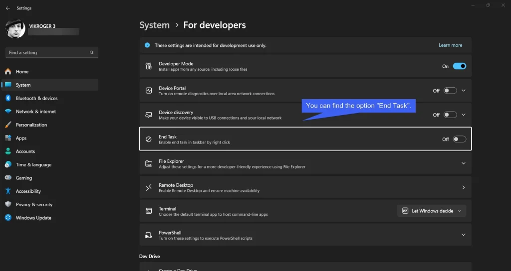 You can find the option End Task