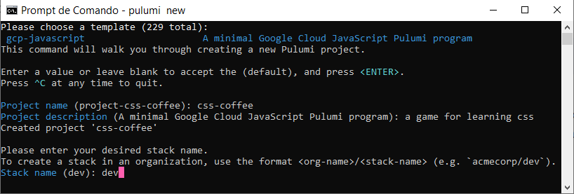 Stack name