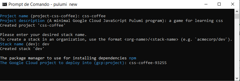 Enter the project id