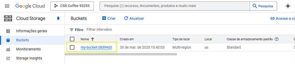 The ready-made bucket on Google Cloud