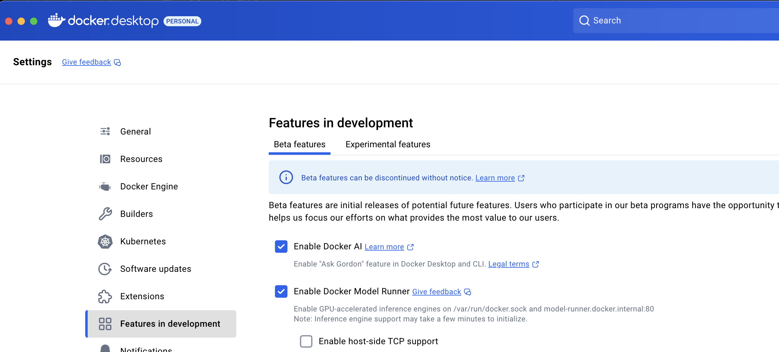 Enable Docker Model Runner