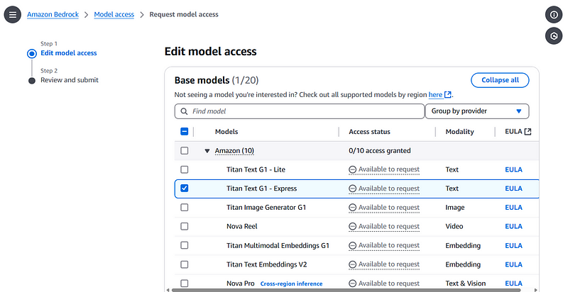 Selecting model