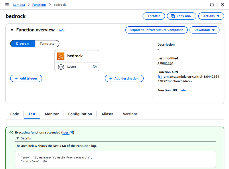 Lambda test console