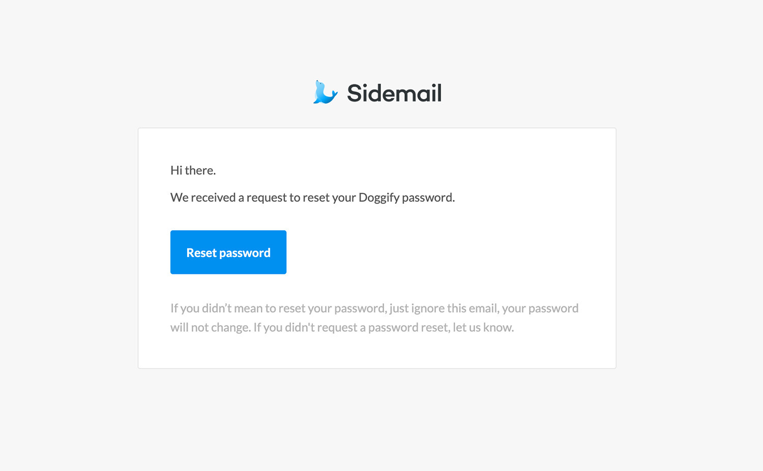 Password reset email