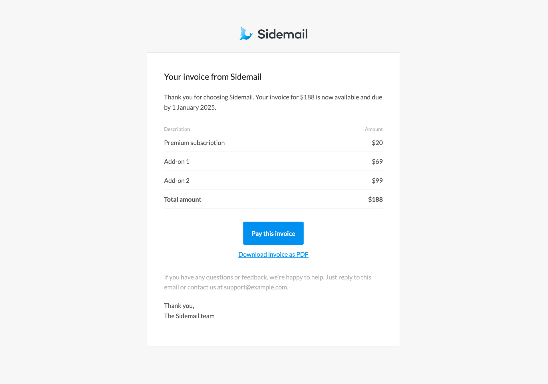 Invoice email