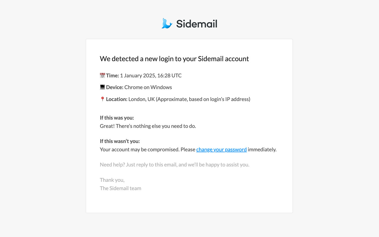 Login alert email