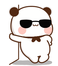 a cartoon panda wearing sunglasses and a bow tie .