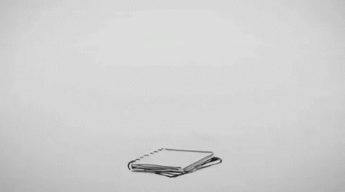 a black and white drawing of a stack of books and papers