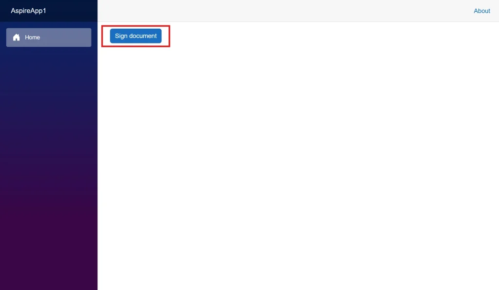 Click Sign document in Aspire Application