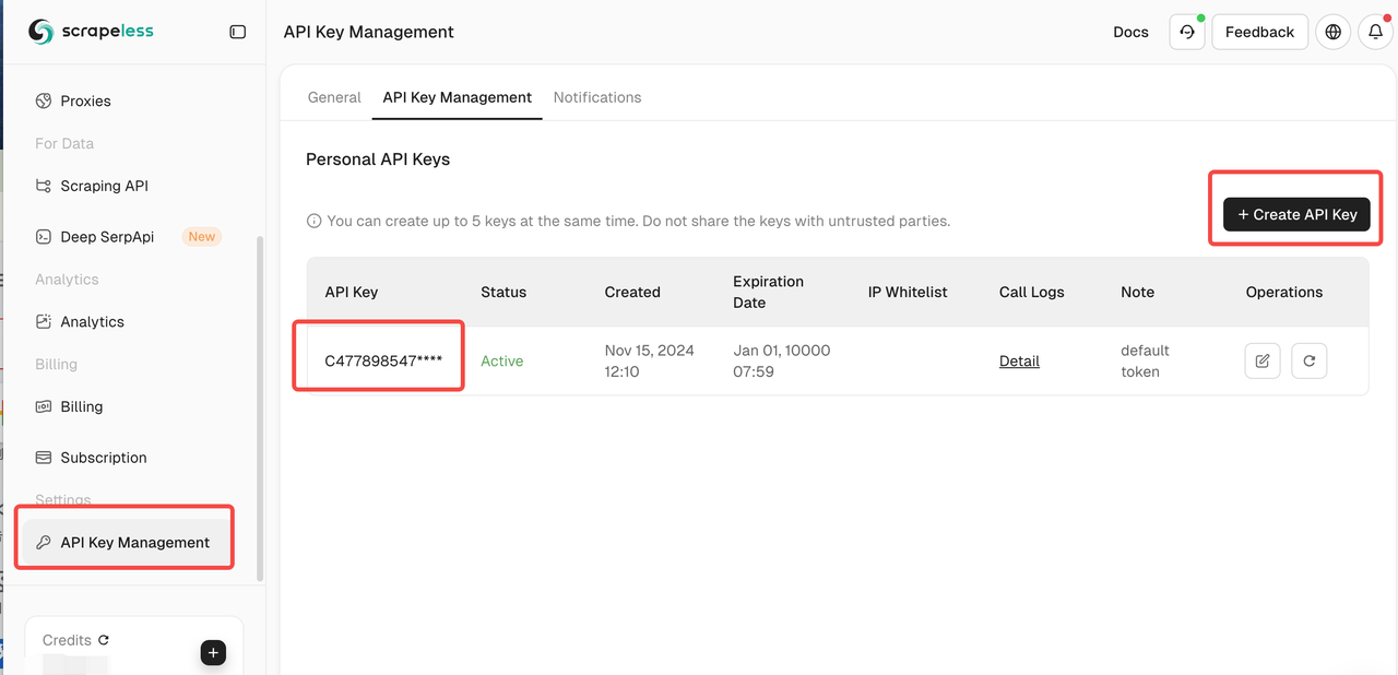Scrapeless API Key