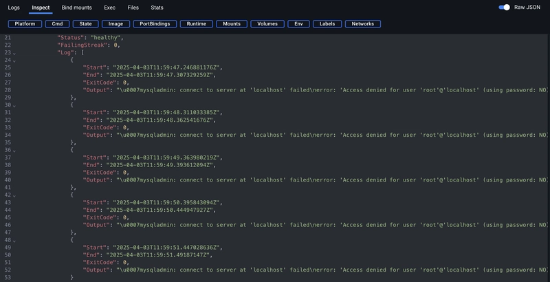 Health Check for MySQL in a Docker Container