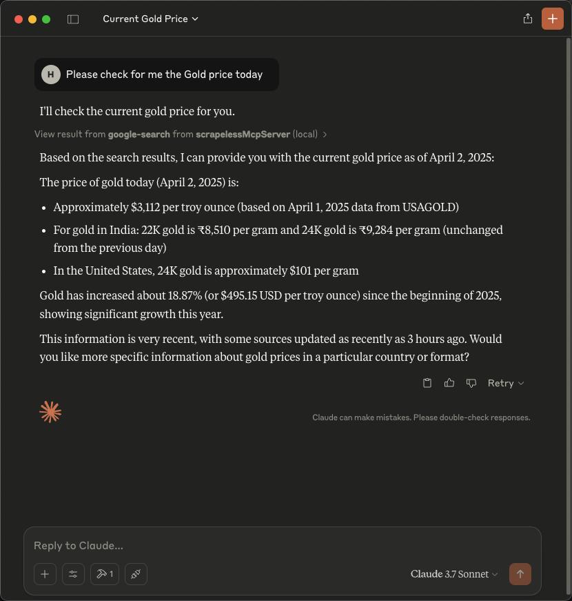response via Scrapeless MCP server