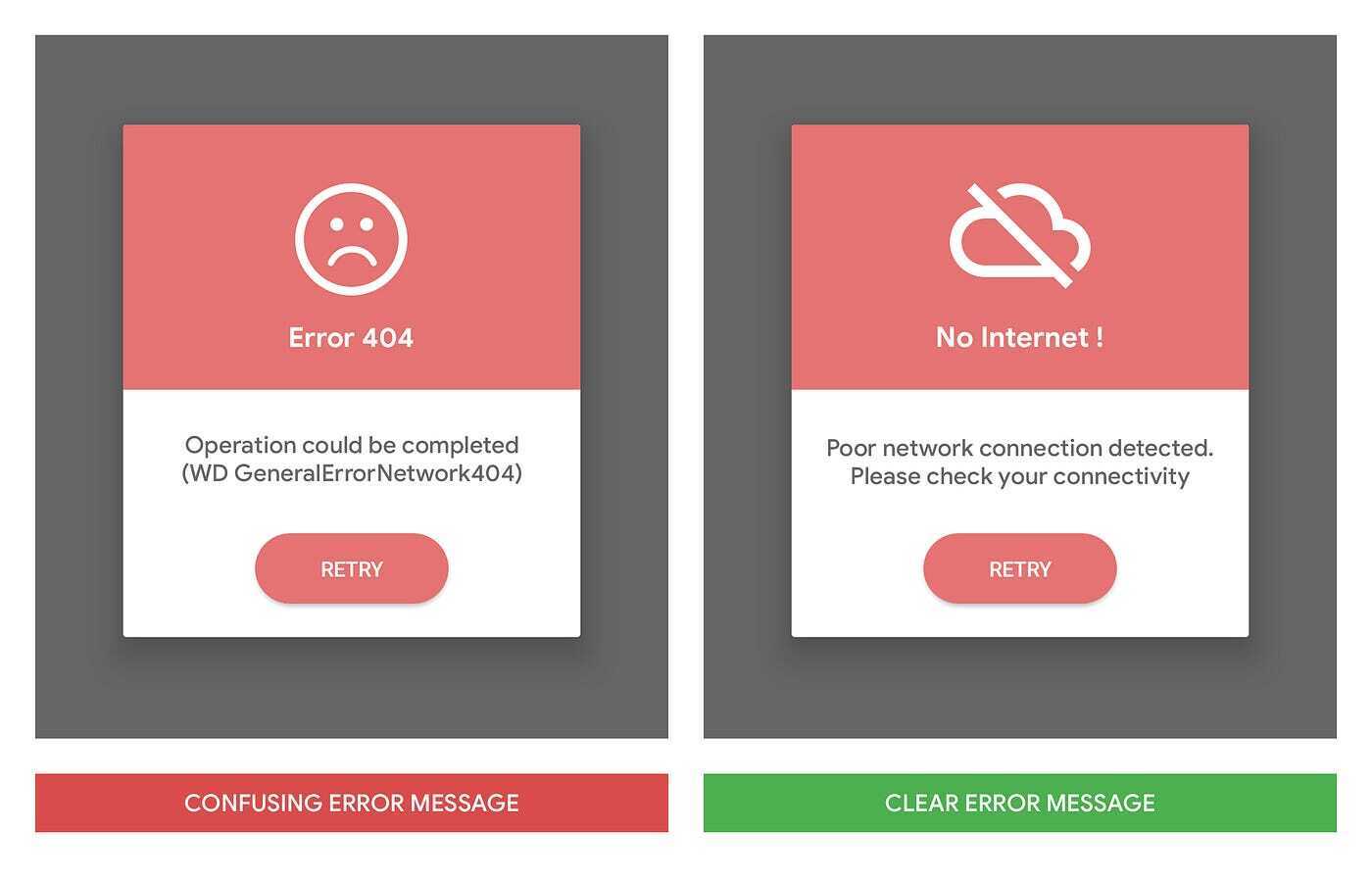 Good and bad error message