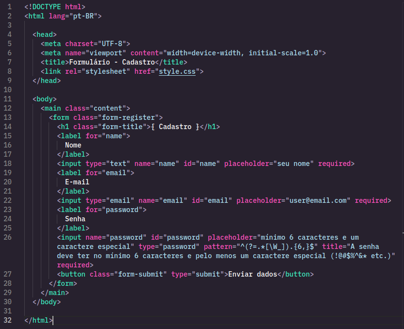 Print do código HTML