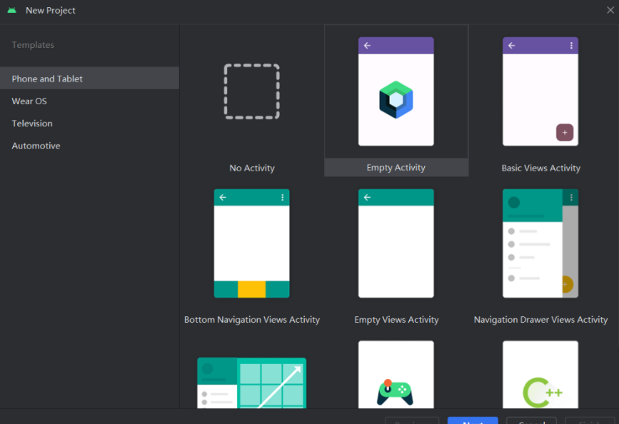Choose a Template Android