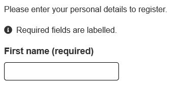 Screenshot of UX convention for marking form fields as required or optional