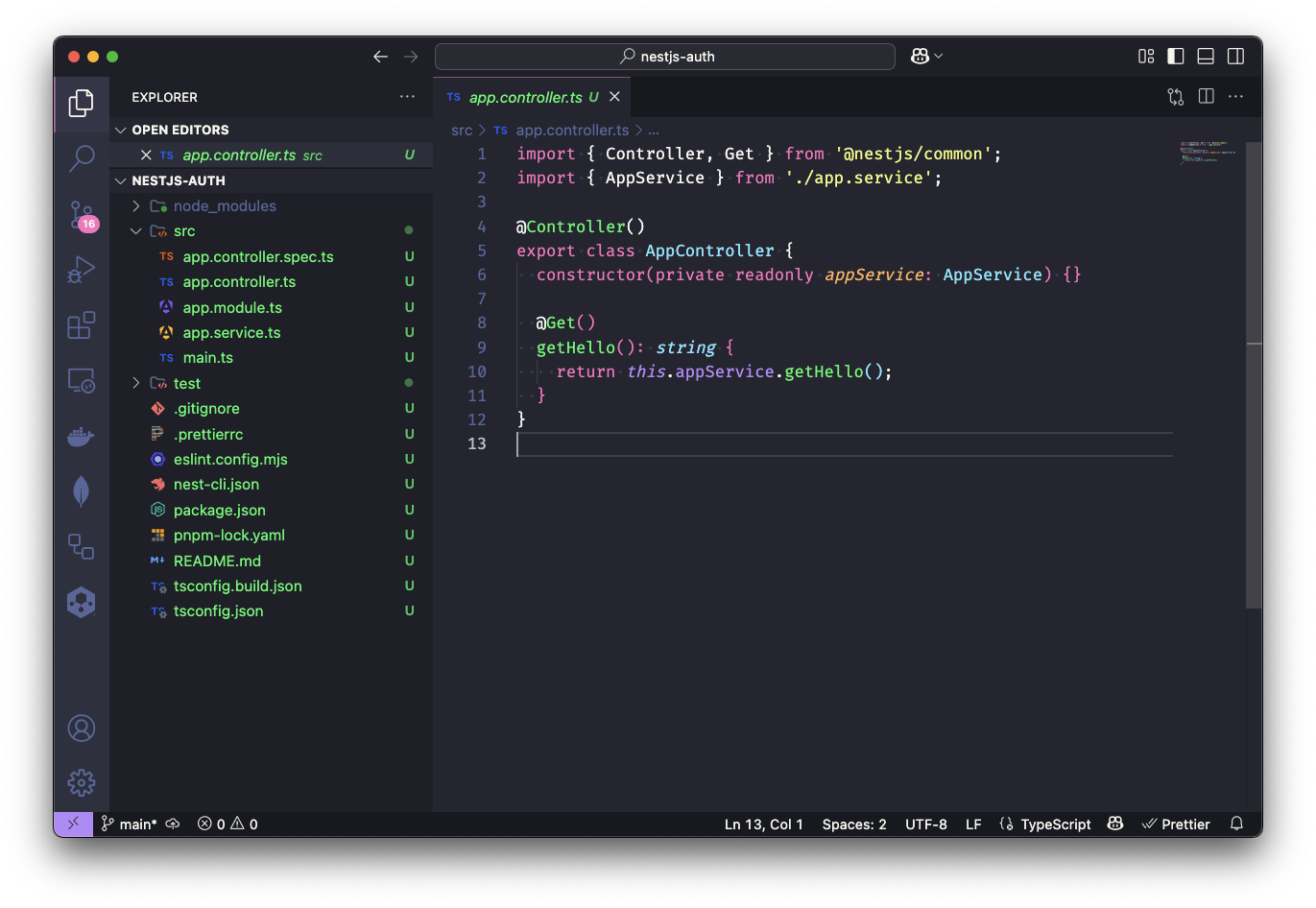 Controller criado pelo NestJS CLI