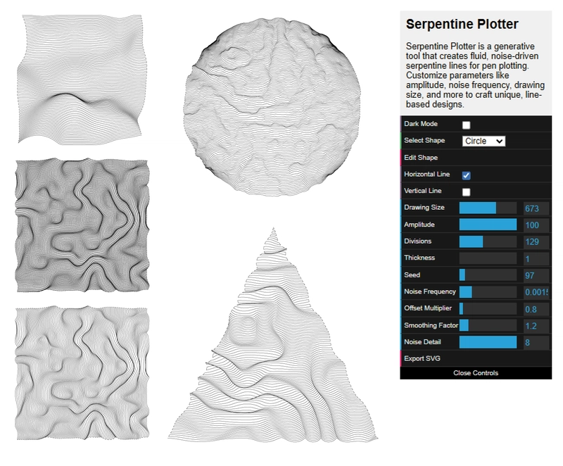 Serpentine Plotter: A Free Web-Based SVG Generator for Beautiful Generative Art