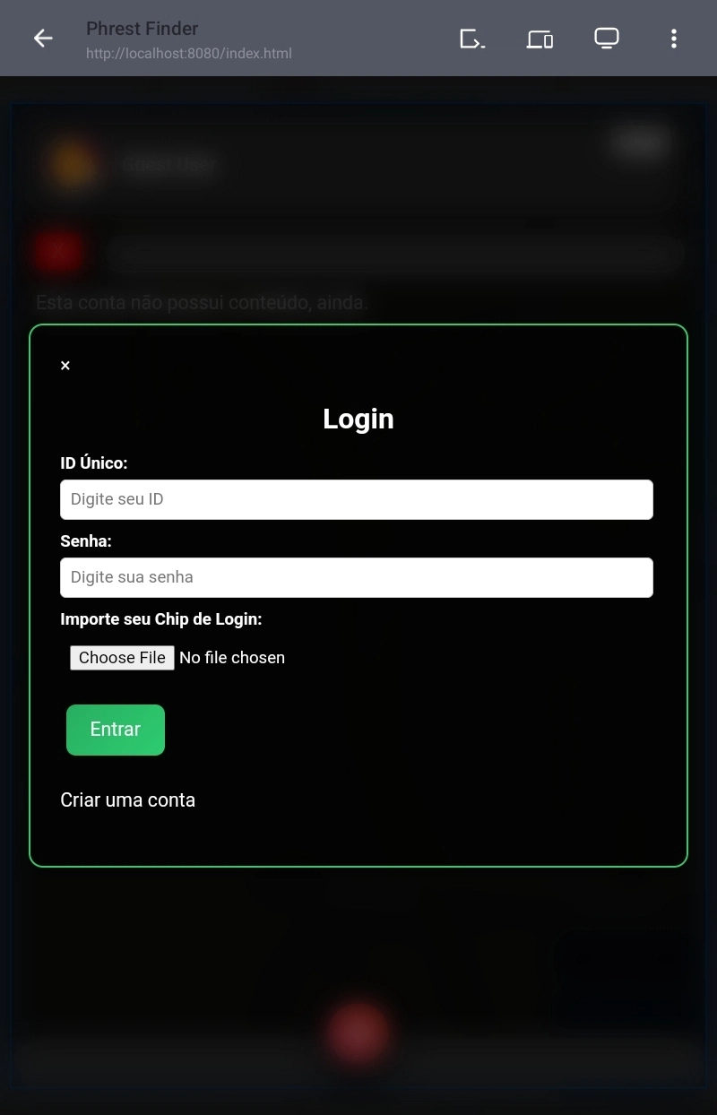Phrest Finder e o Login Offline