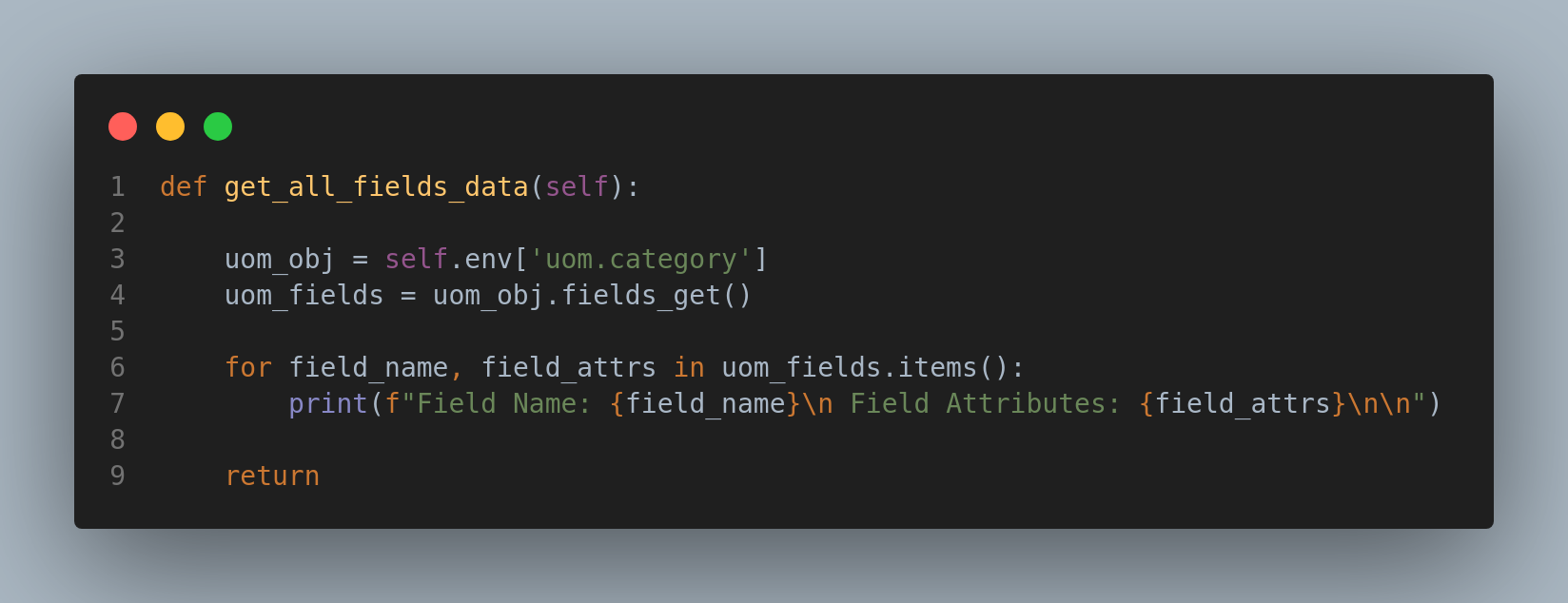 Example usage code snippet
