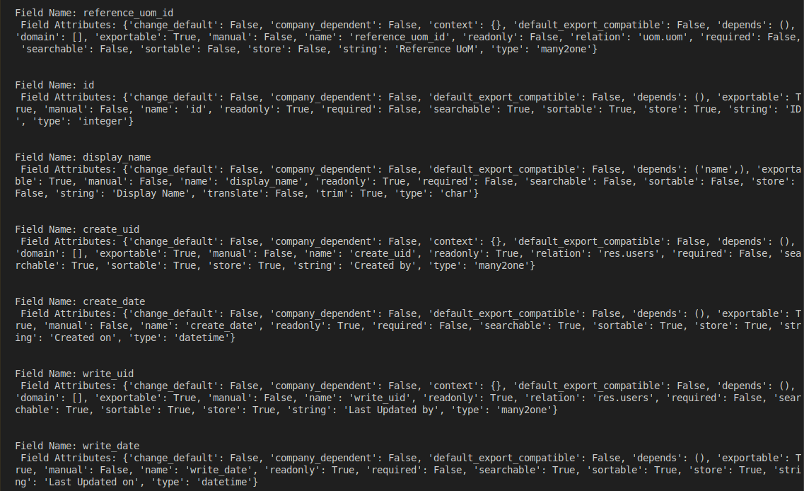 example output