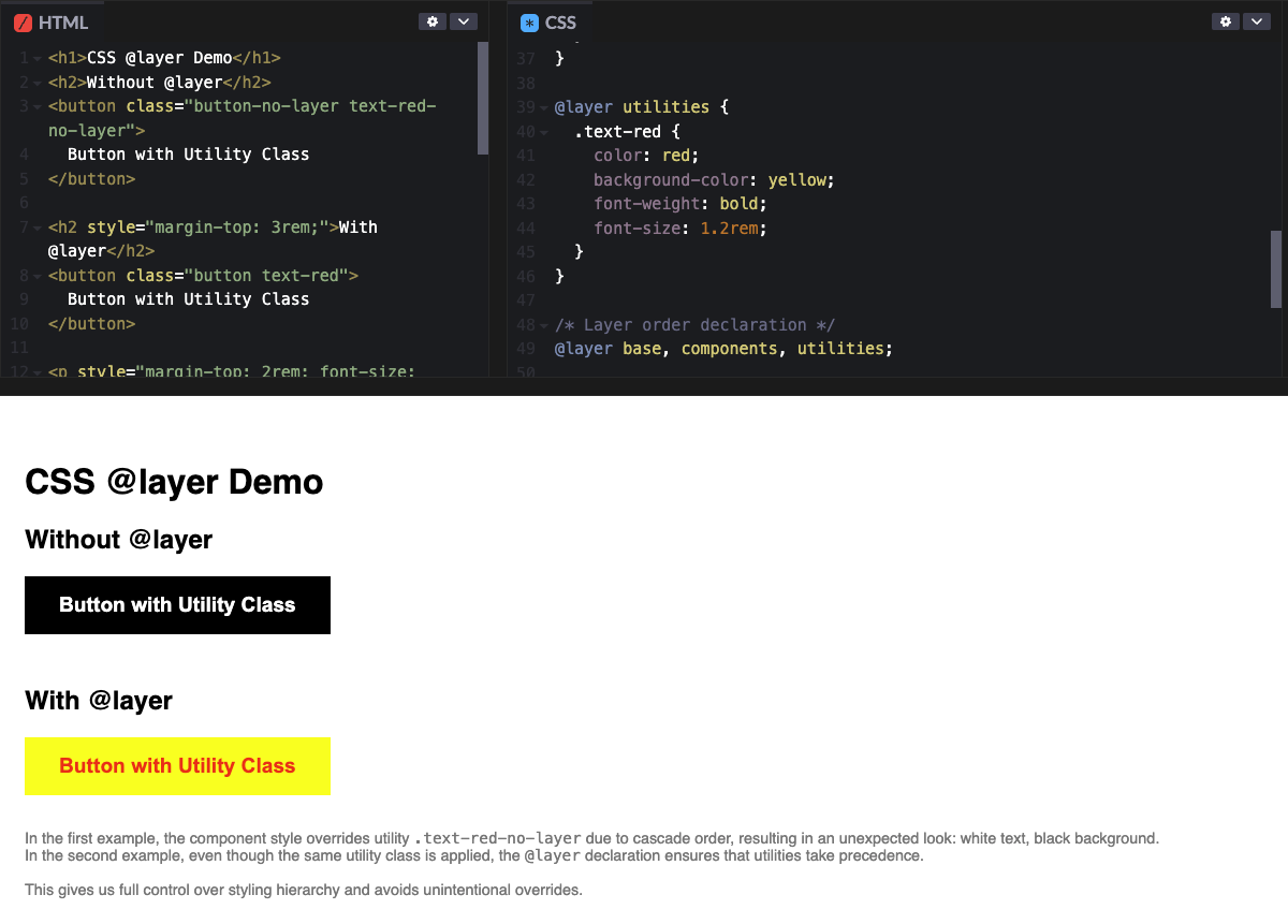 Cascade layers queries in action