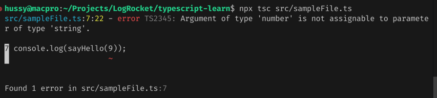 type error reported by typescript