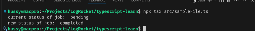 using an enum in typescript
