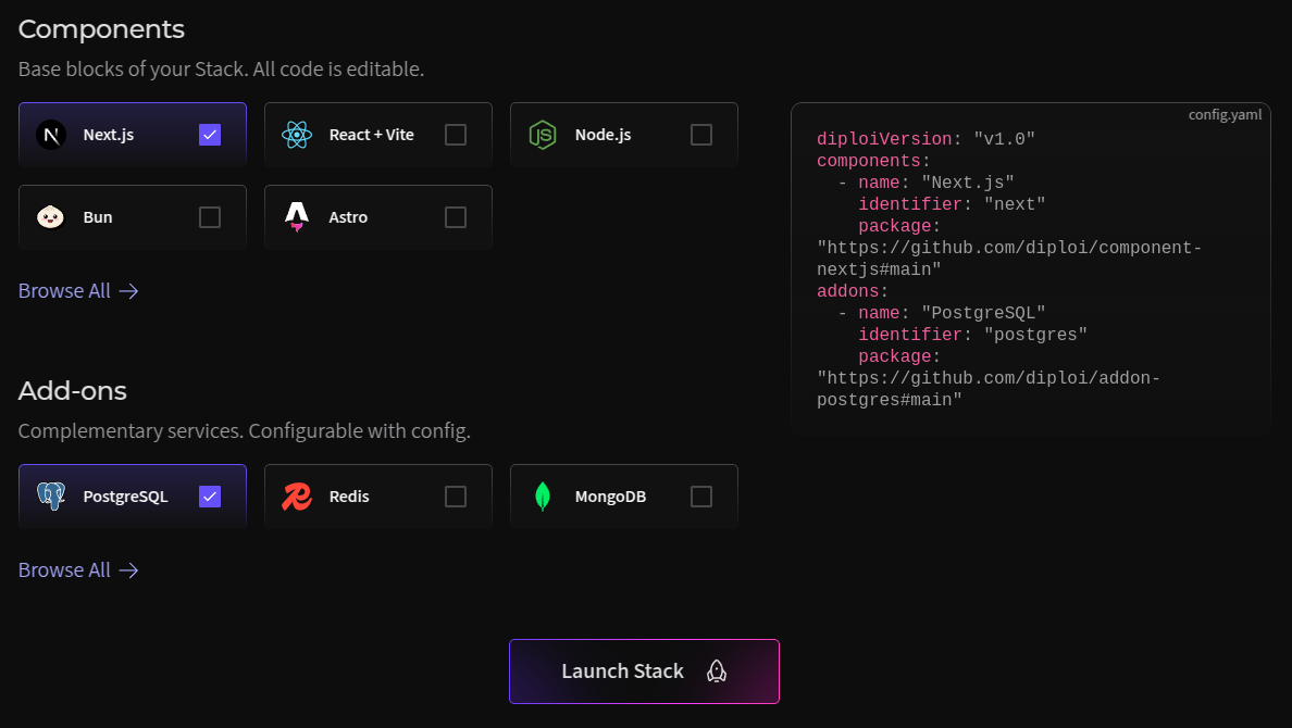 Diploi Stack Builder
