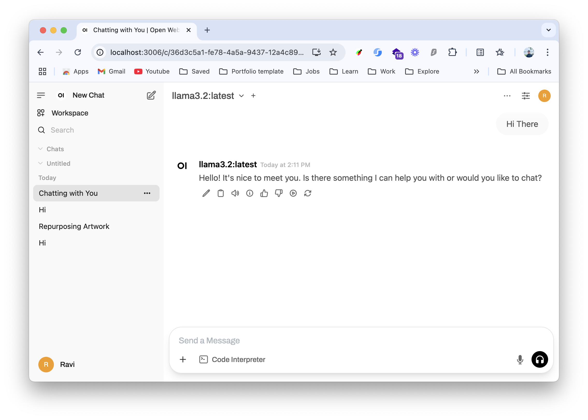 Open Web UI Screenshot