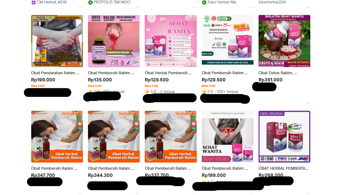 An example of violated product shown in marketplaces