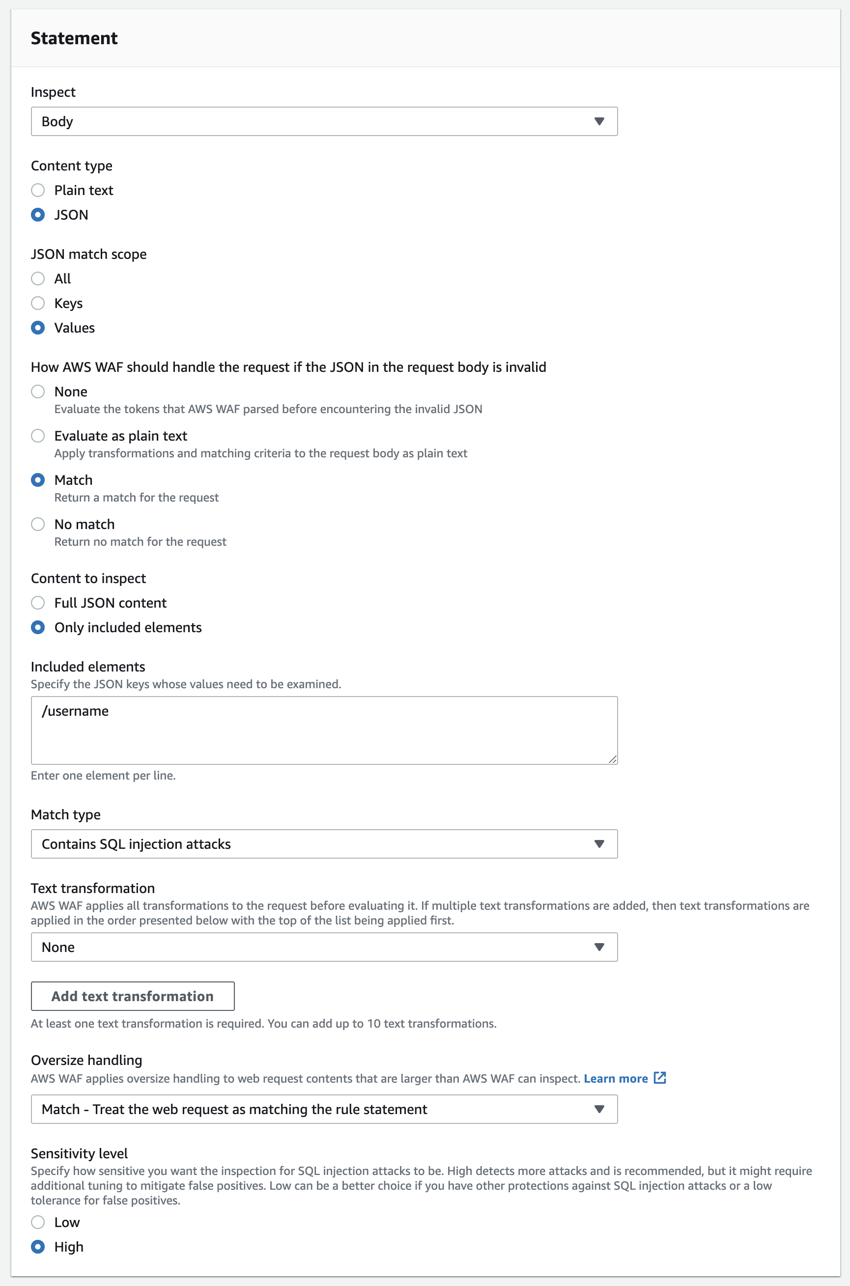WAF SQL Injection Rule