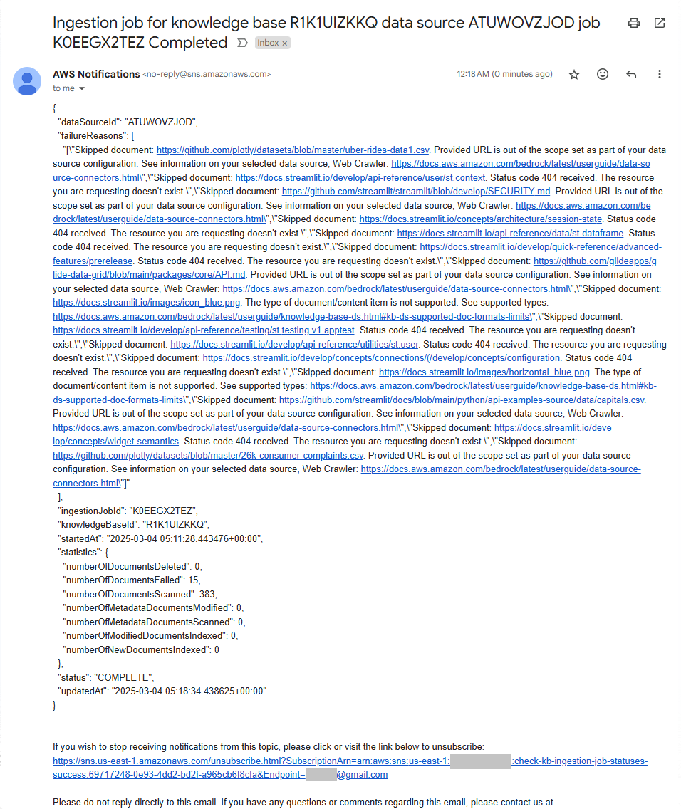 Success email notification