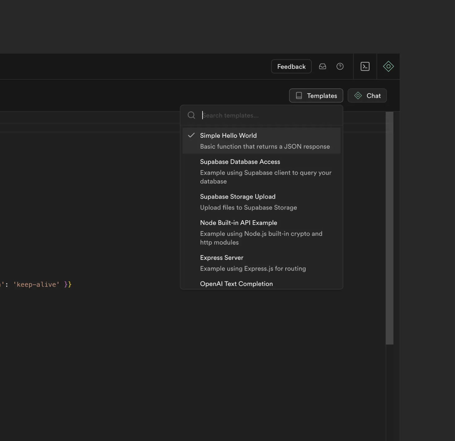 example dropdown