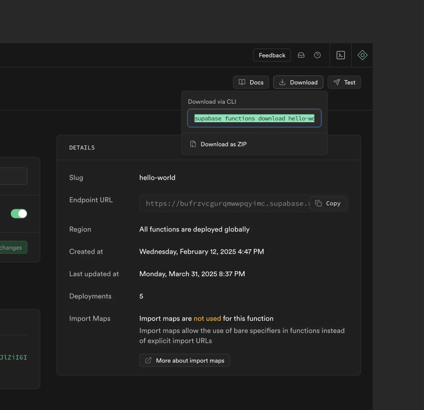 example code from dashboard