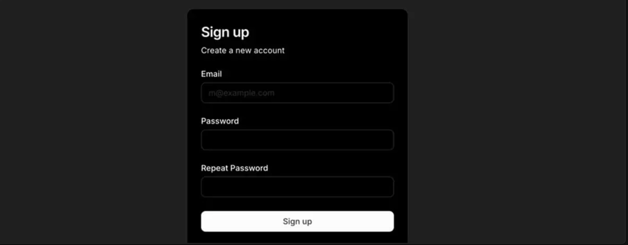 Sign up screenshot