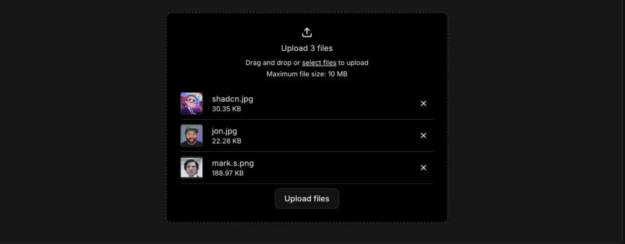 upload file screenshot