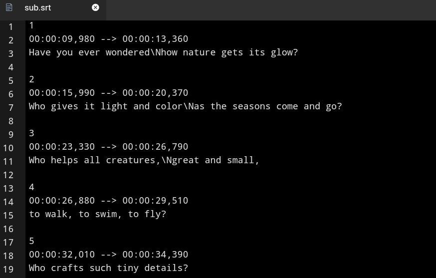A Sample SRT file