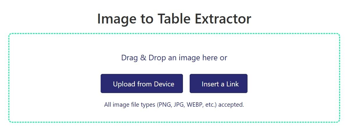 Image to table tool