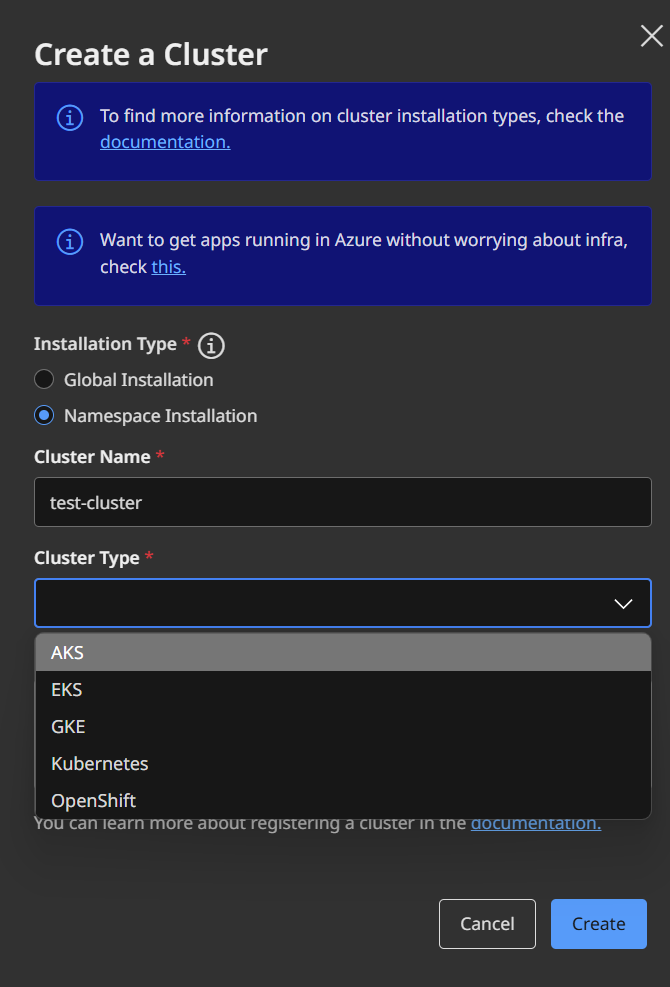 Registering a new cluster