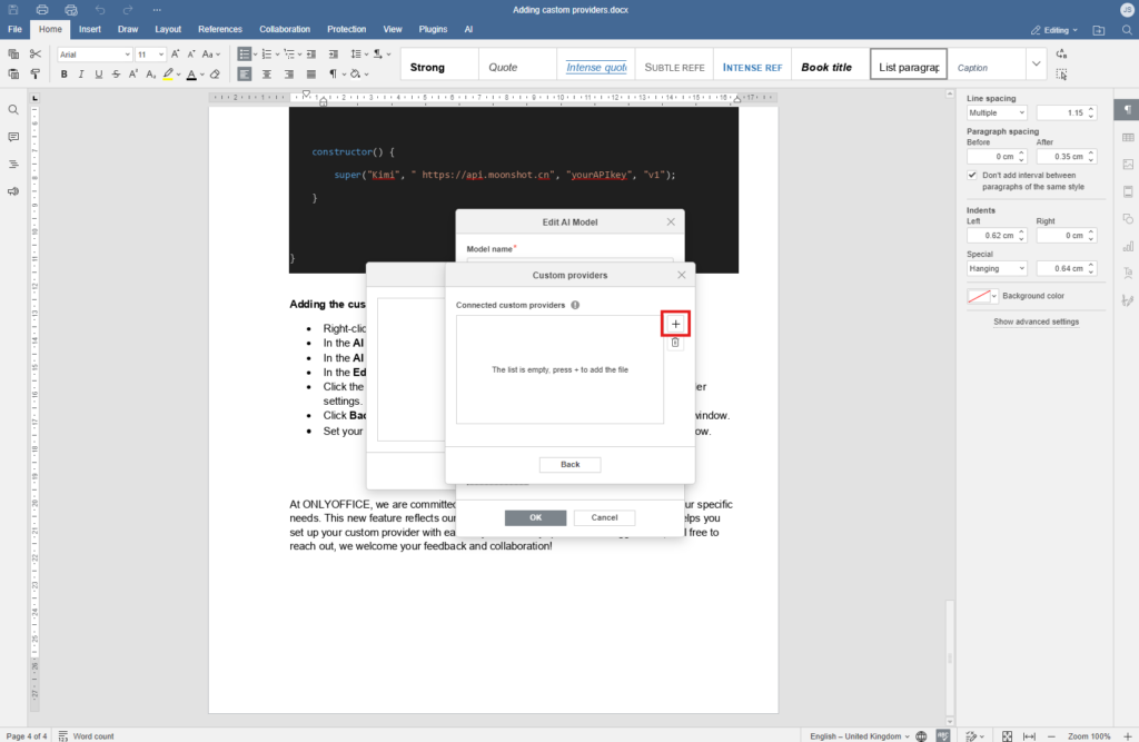 JavaScript file with custom provider
